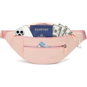 Women Men  Mono Pink Large Crossbody Fanny Pack Belt Bag Hands-Free Waist Pack